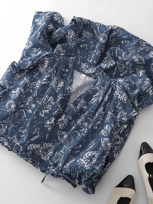 Retro Oil Painting Feel Floral Long Dress Women's Summer Unique Design V-neck Drawstring Waist Dress Trendy A-line Skirt