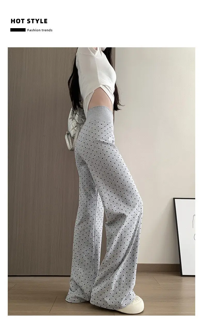 Damen High-Waist Polka-Dot Boot-Cut Hose Schlanke Casual Leggings Retro Vielseitige Oberbekleidung für Fitness, Laufen und Outdoor-Sport – Detail 8