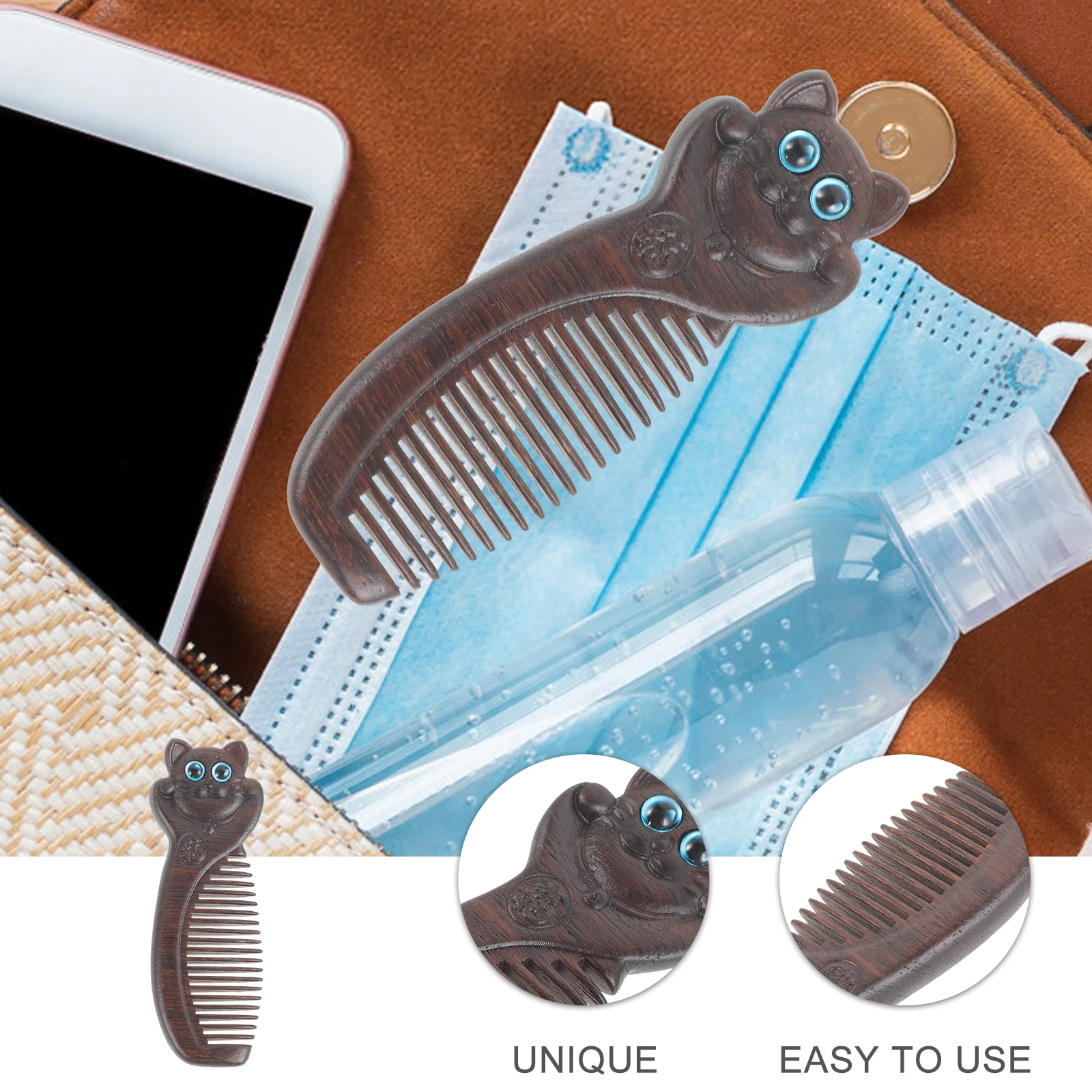 

Деревянная расческа для распутывания волос с широкими зубьями сандалового дерева, без статического массажа кожи головы, портативная дорожная деревянная расческа для волос для мужчин и женщин