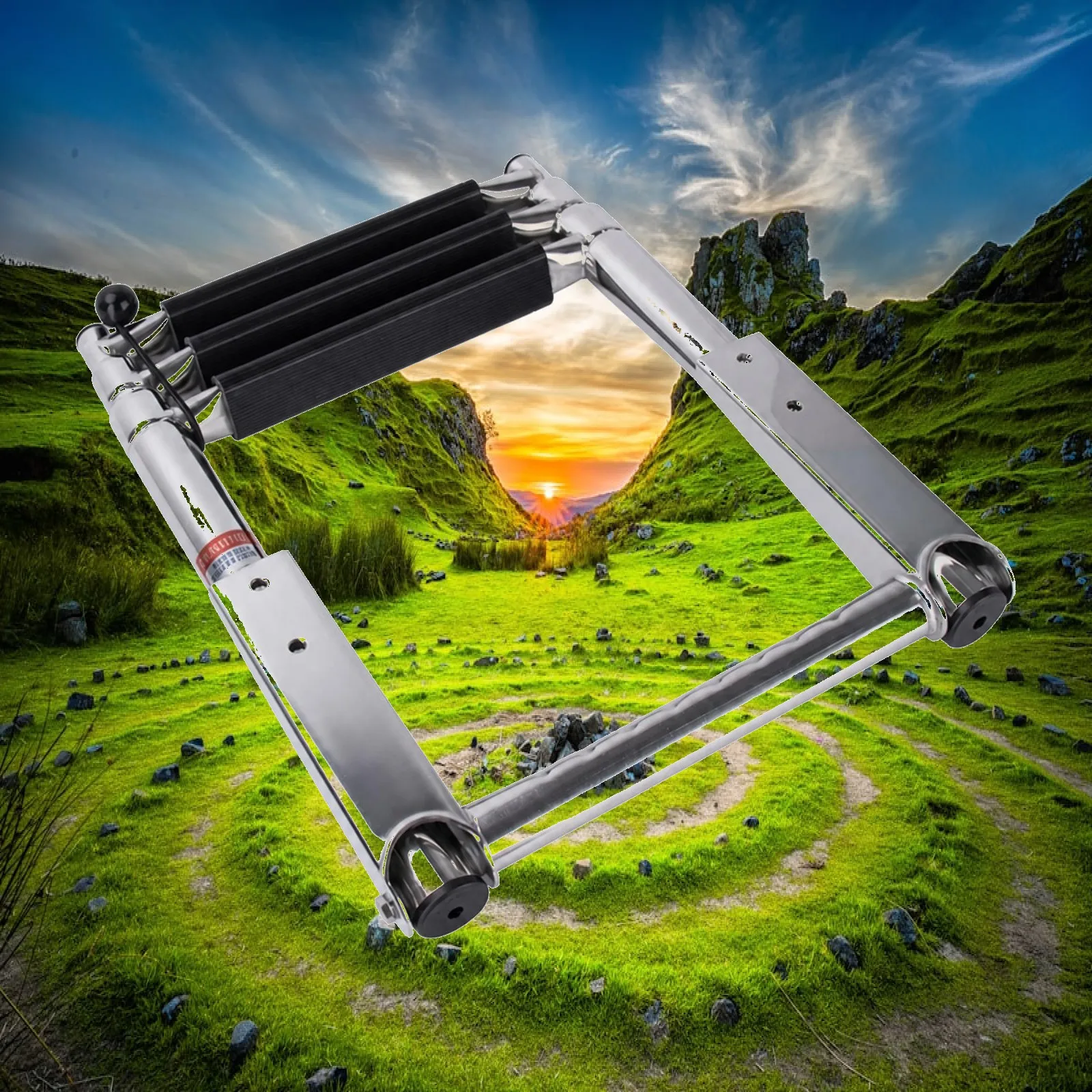 Space Saving Boat Folding Ladder Stainless Steel 3 Step Boarding Ladder for Pontoon Yacht Dock Swim Platform Access