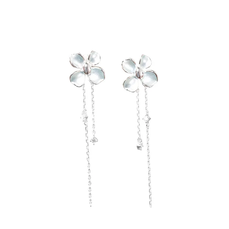 

Fashion Enamel Glaze Tassel Stud Earrings S925 Silver Women Light Luxury Elegant Versatile Party Fine Jewelry Gift