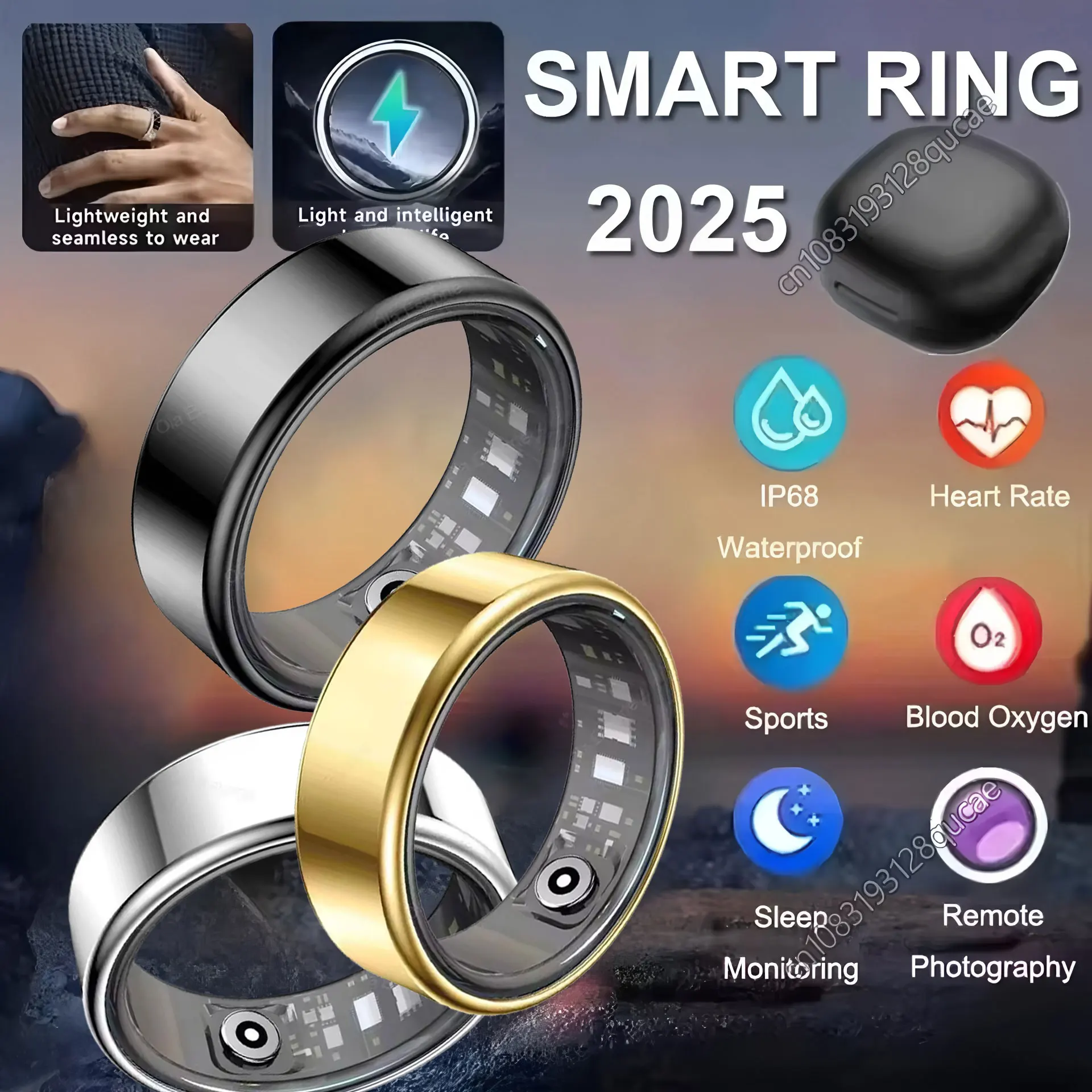 

Новинка 2024 года, умное кольцо, мониторинг сердечного ритма, артериального давления, сна, отслеживание движения, IP68, водонепроницаемое, для мужчин и женщин, умное кольцо, подарок на праздник