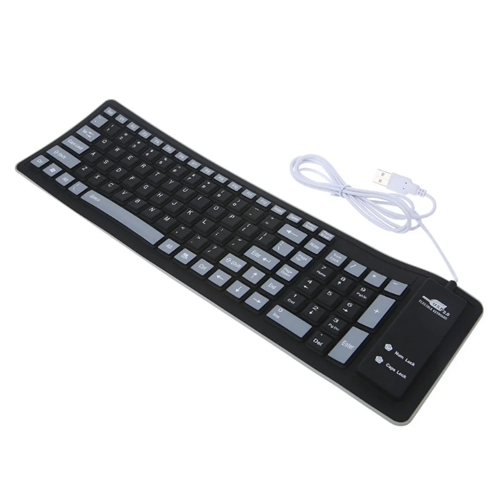 

1Pcs Foldable Silicone Keyboard Cover 103 Key USB Wired Silicone Keypad Durable Protective Against Dust Water Scratch