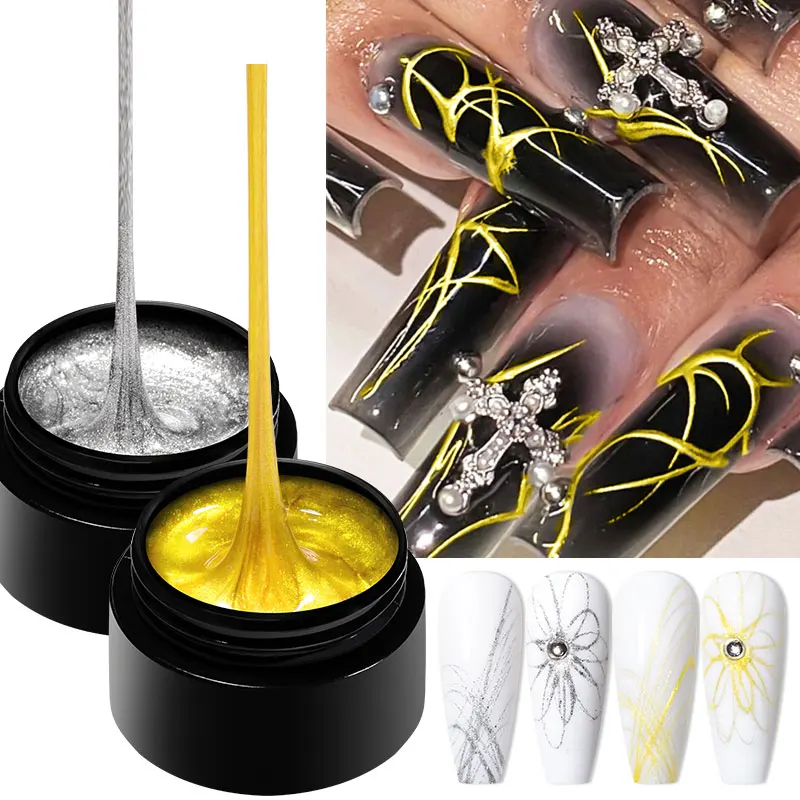 Incontra attraverso 5ml argento oro ragno disegno Gel smalto per unghie ragno trafilatura pittura Liner Nail Art Gel vernice Manicure fai da te