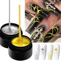 MEET ACROSS 5ml plata oro araña dibujo Gel esmalte de uñas araña alambre dibujo pintura Liner Nail Art Gel barniz DIY manicura