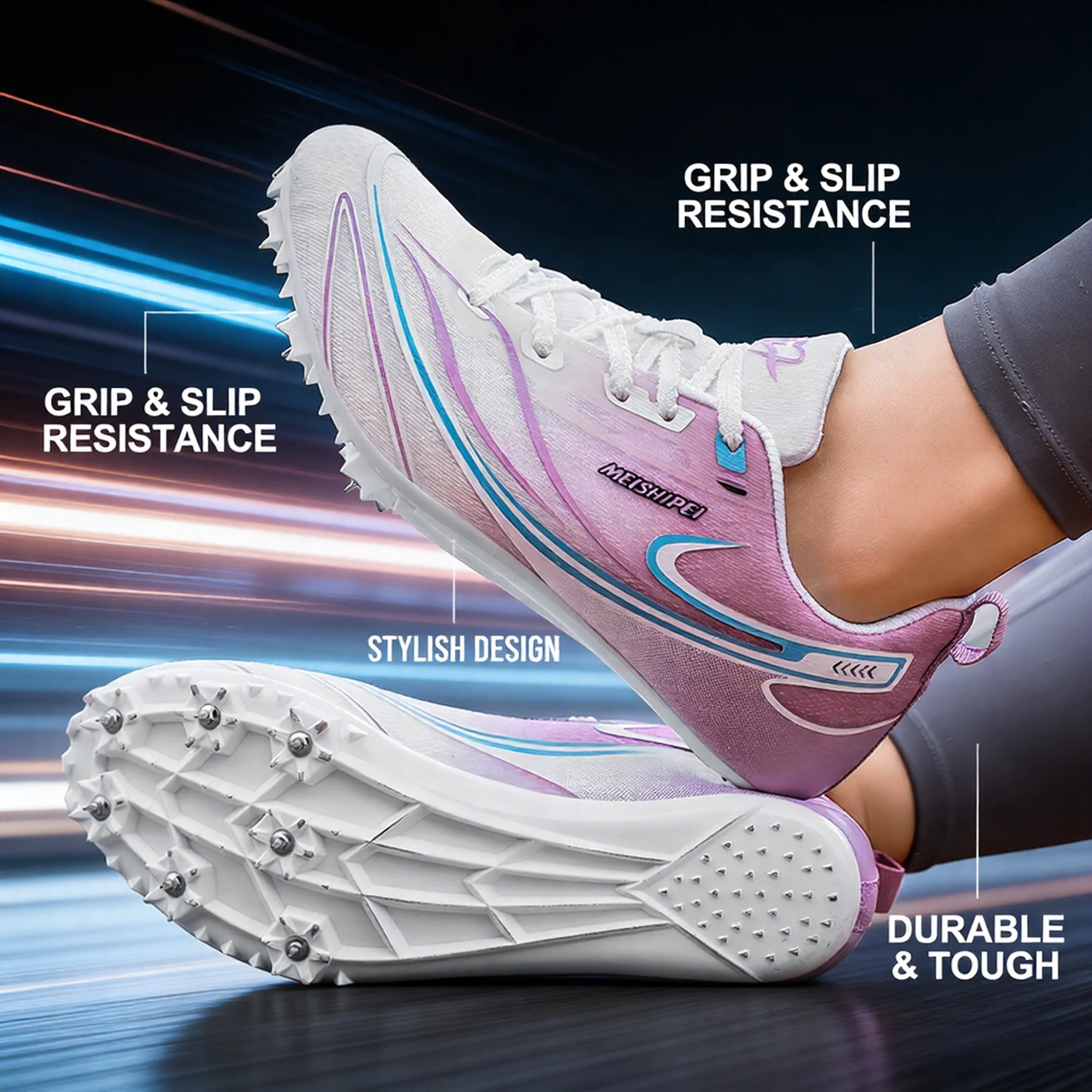 

Running Sprint Shoes Footwears Training Athletic Sport Long Jump Track and Field Spikes Spiked Match Shoes Racing Sneakers