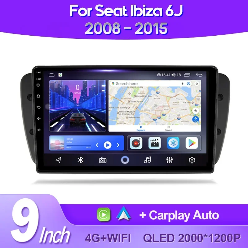 

QSZN For Seat Ibiza 6J IV 2008- 2015 Car Radio AI Voice 4G WIFI CarPlay Android Auto GPS Car Multimedia Video Player No 2Din DVD