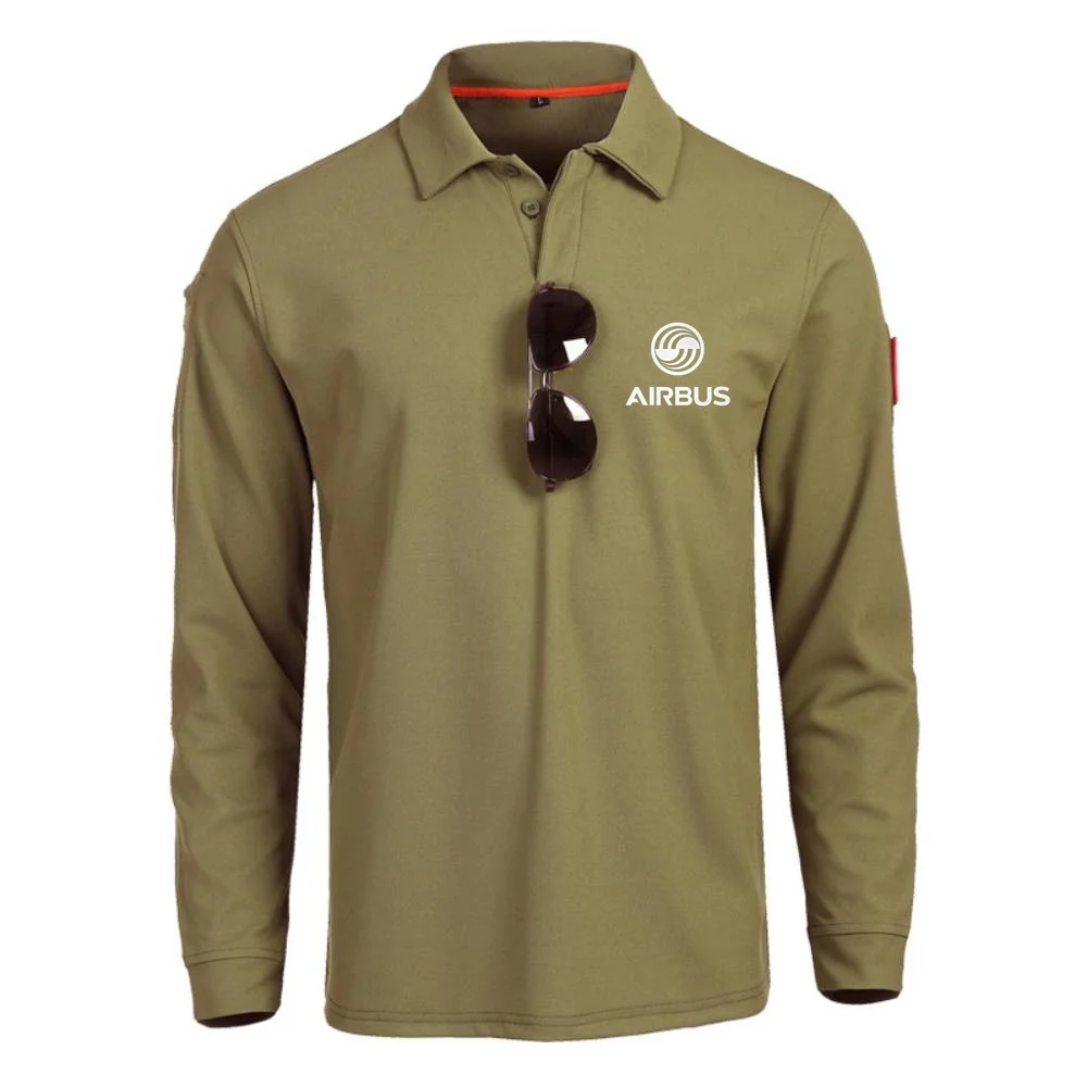 AIRBUS AVIATION Flight Airbusfan A320 Men POLO Long Sleeve Sports Lapel Tops Polo Shirts Men Sports Outside Tactical Tops