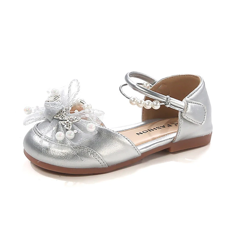 

Танцевальная обувь для девочек, сетчатые кружевные банты, детские полусандалии с милыми бабочками, свадебные модные летние туфли принцессы для девочек 202, жемчуг