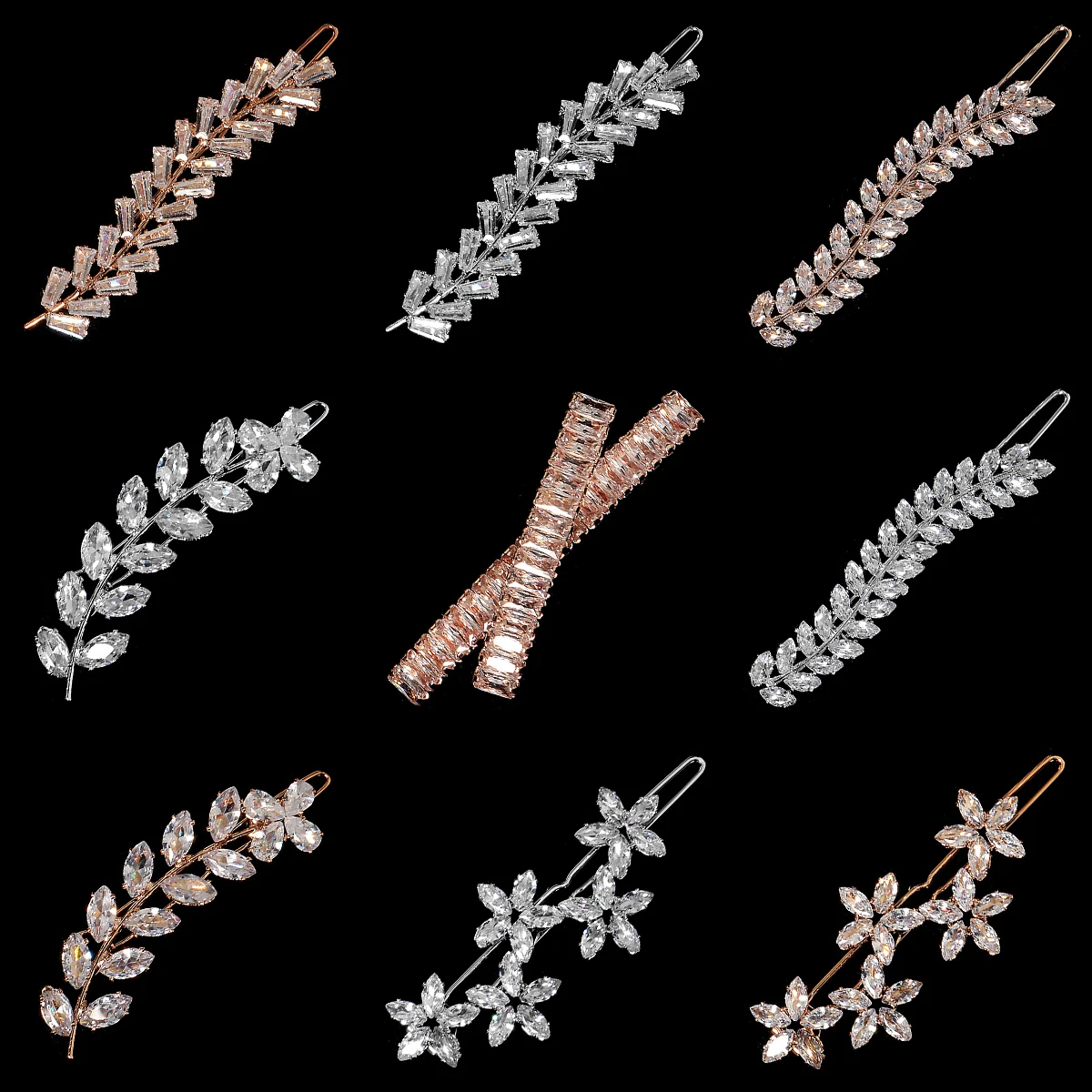 Mode Haarspange Zirkonia Blatt Haarspangen für Frauen Zubehör Braut Hochzeit Haarschmuck Party Braut Kopfschmuck – Detail 1