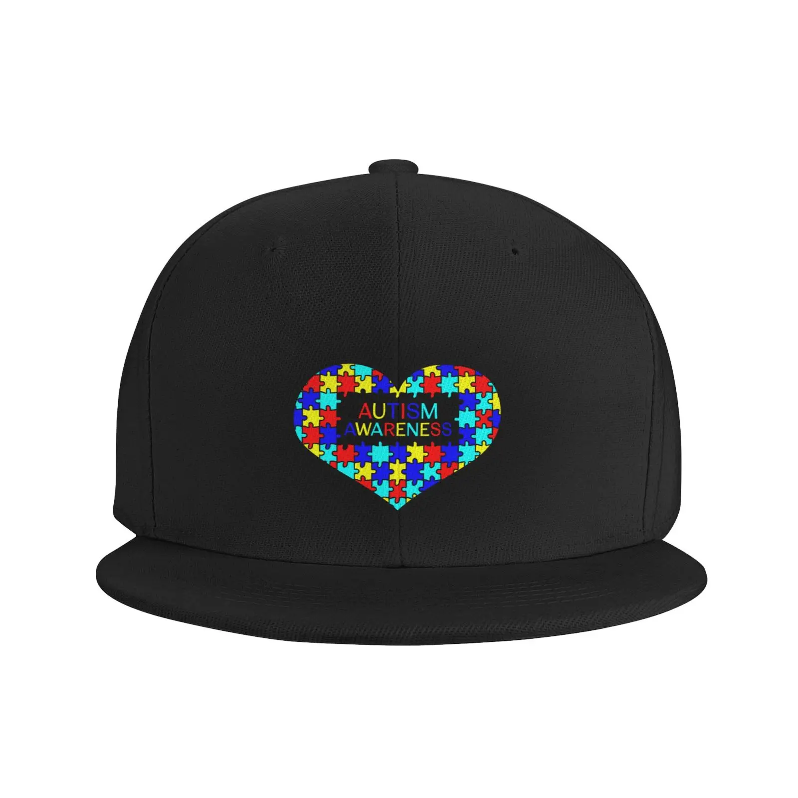 Unisex Love Heart autyzm świadomość Hiphop czapka z daszkiem kapelusz z możliwością regulacji czapka kanapkowa czapki hip-hopowe osłona przeciwsłoneczna z płaskim rondem