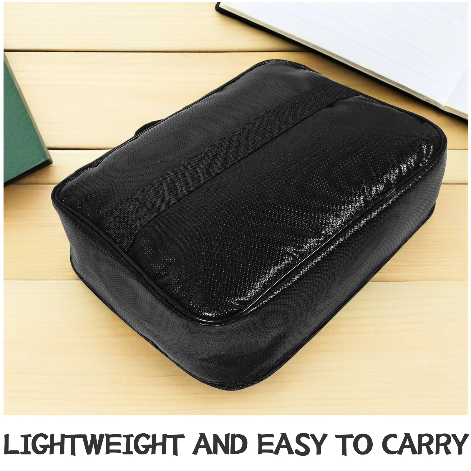 Tas Dokumen Tahan Api Hitam Kapasitas Besar Pengatur File Dengan Kunci Kotak Penyimpanan Sertifikat Tahan Air Untuk Paspor Uang Tunai