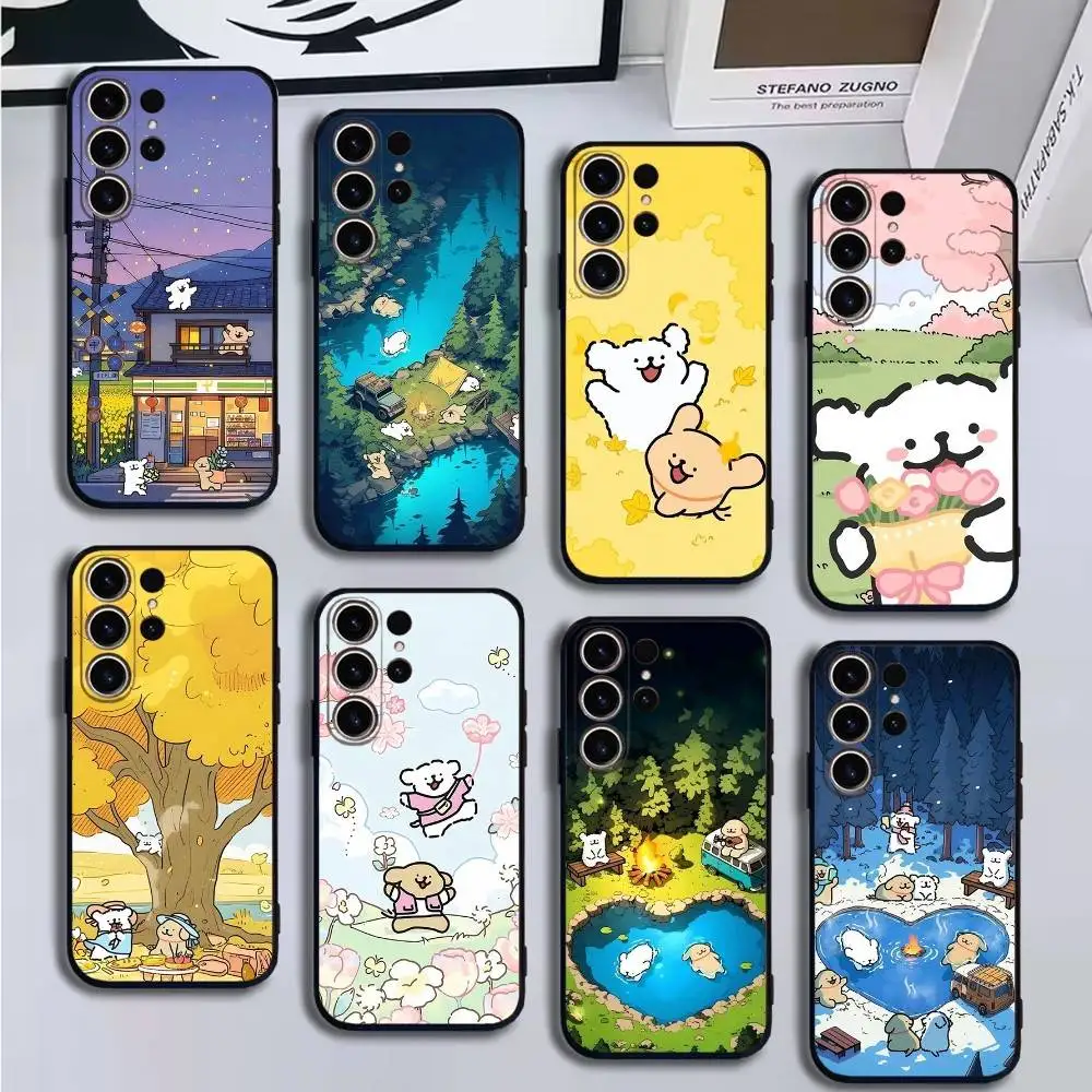 

Line Puppy M-Maltese Phone Case For SamsungS25,24,21,22,23,30,Ultra,20,Plus,Fe,Lite,Note,10,9,5G Black Cover
