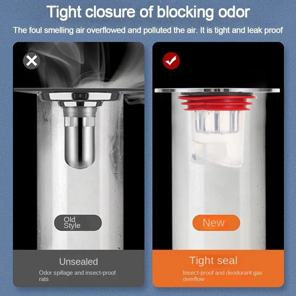 Self-Closing Floor Drain Core Large Filter Screen Sealing Cover Shower Drain Filter Odor Prevention Floor Strainer Cover Shower