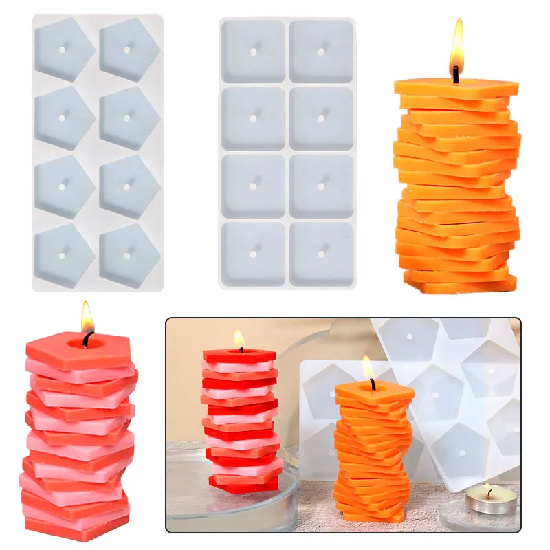 8pcs Five-Sided Rotating Candle Mold Suitable for DIY Scented Candles, Wax & Plaster Expansion Crafts， with Multi-Sided Shapes