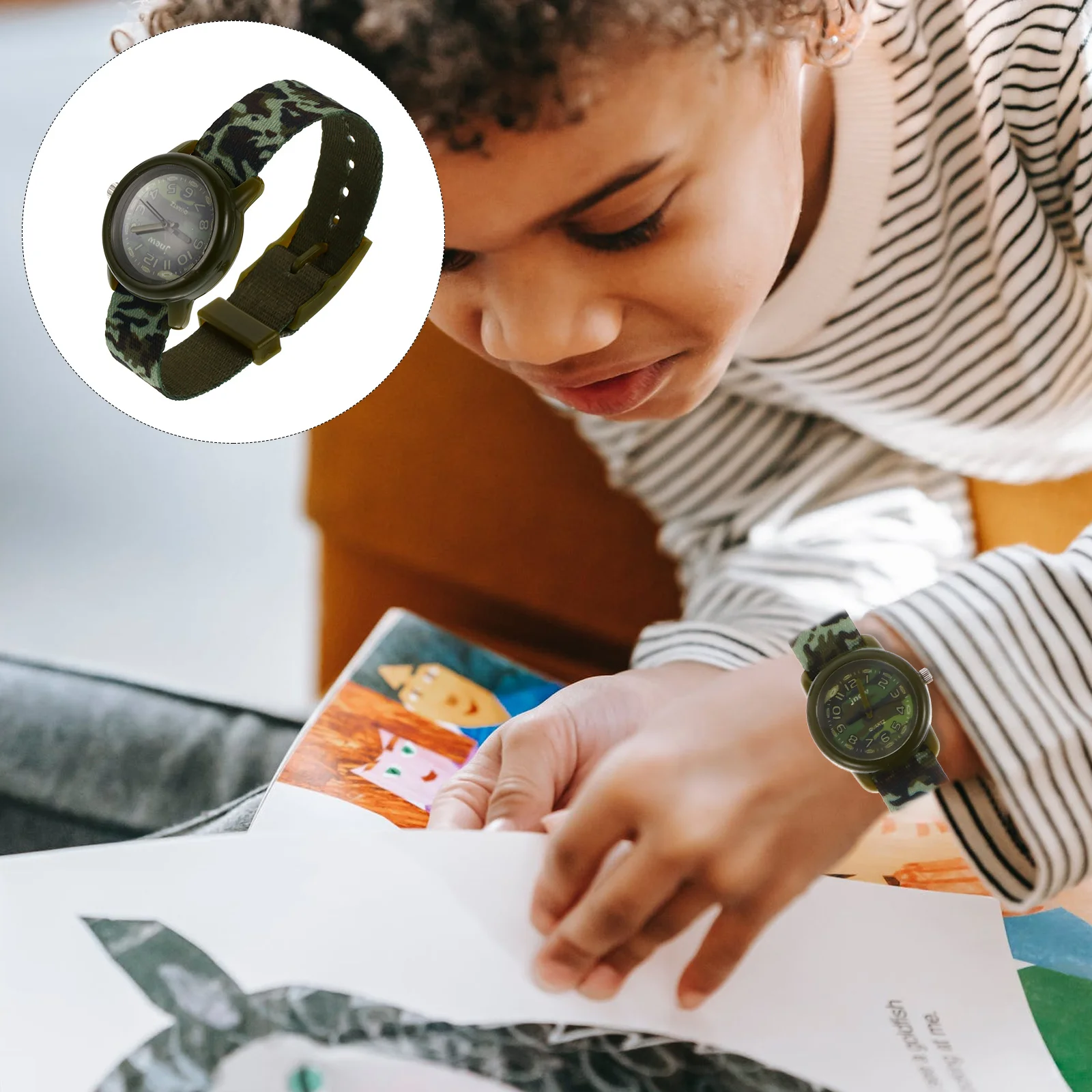 1Pcs Waterproof Kids Watch Camouflage Creative Comfortable Wristwatch Suitable for Daily Wear Travel Cartoon Quartz