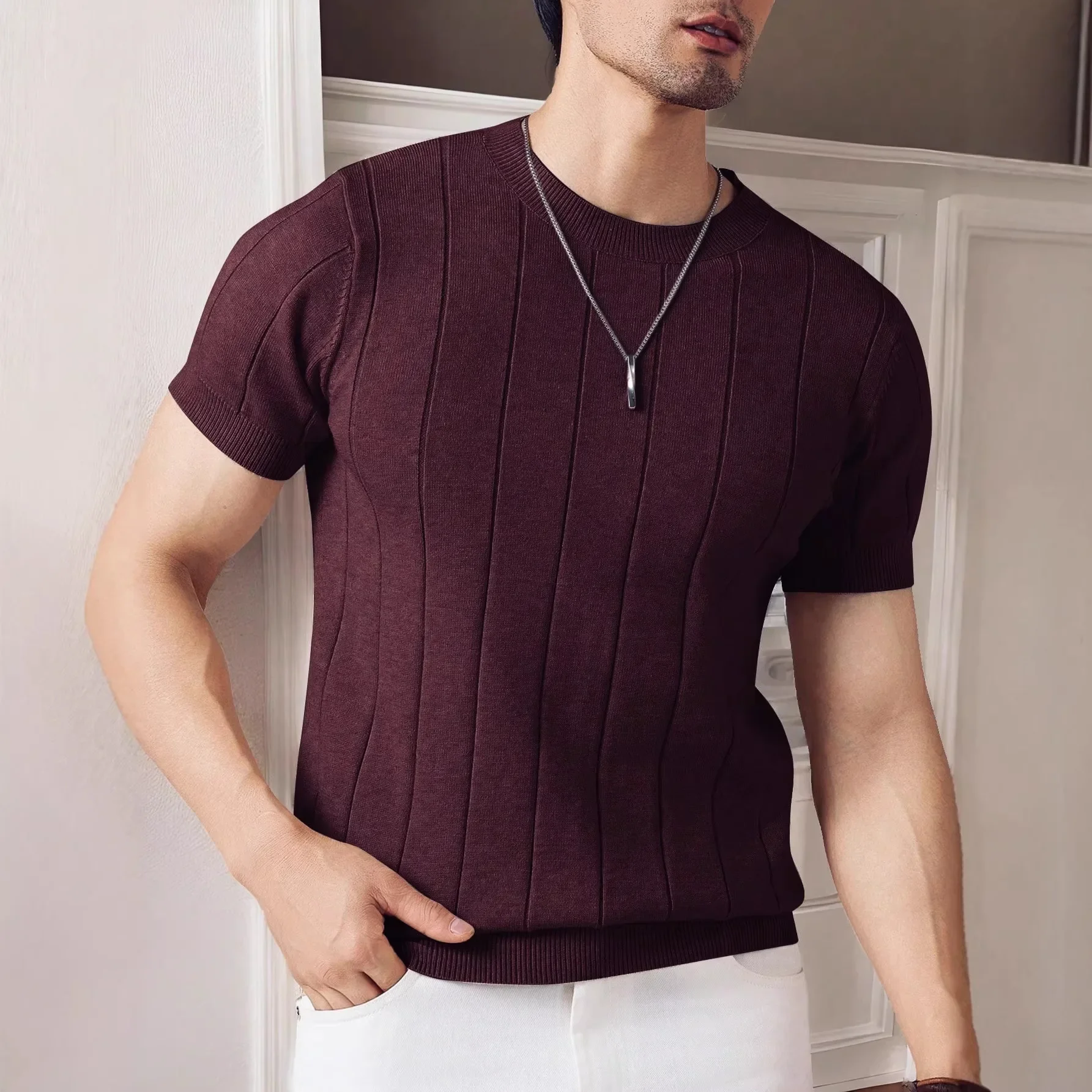 Solid Color Slim O-neck Short Sleeve Simple Basic Casual Trendy T-shirts for Men Summer New Fashion American Male Top Clothes
