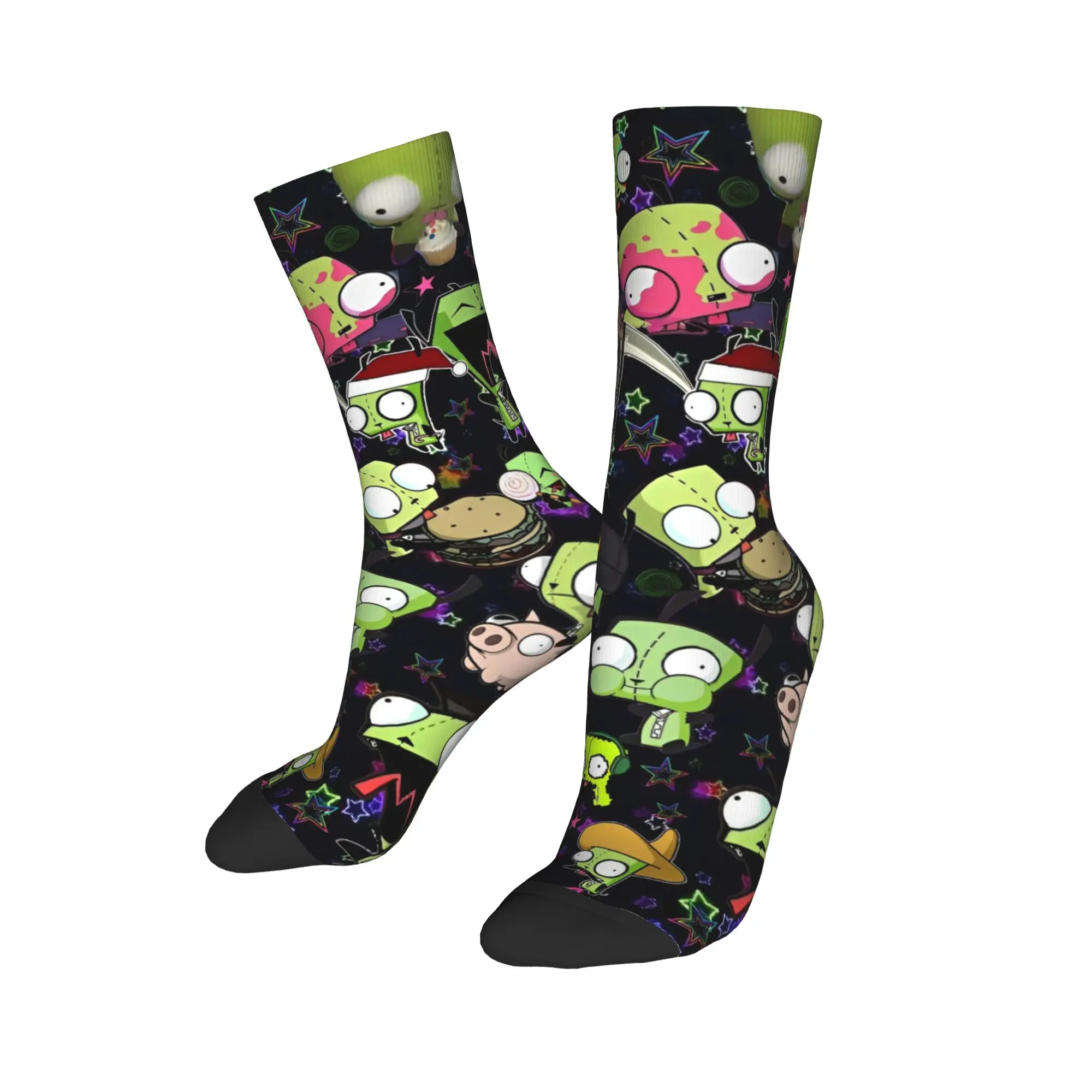 Invader Zim Gir Dib Robot Socks Men's Women's Polyester Fashion  Socks Crazy Spring Summer Autumn Winter Middle Tube Socks Gifts