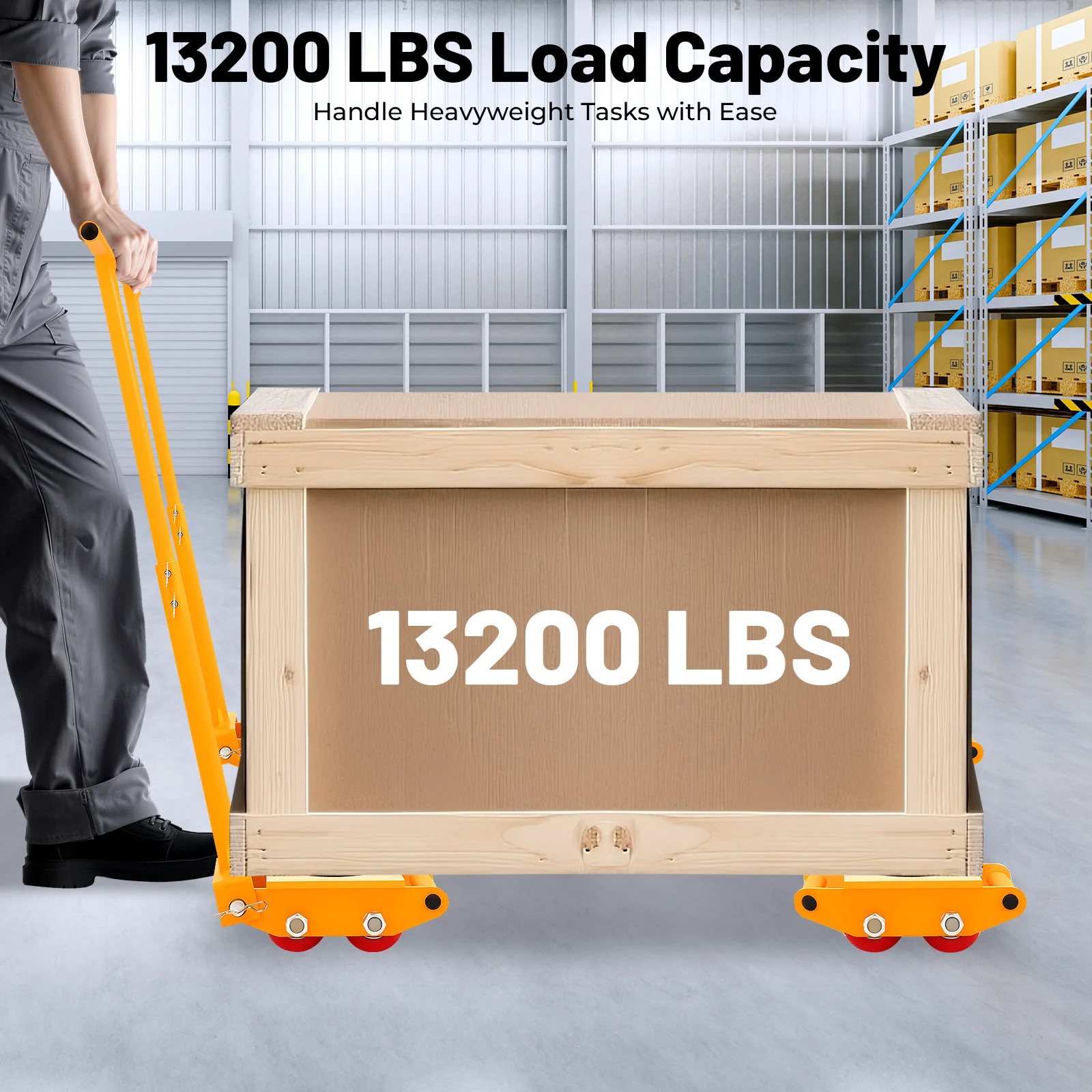 

4pcs Machinery Mover 6T Machinery Skate Dolly 13200lbs Machinery Moving Skate w/ 360° Rotation Cap and 4 Rollers Yellow