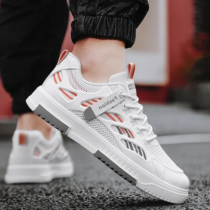 2025 Summer New Men's Breathable Mesh Shoes Trendy Versatile Casual Board Shoes Student Sports Shoes Round Toe PVC Sole