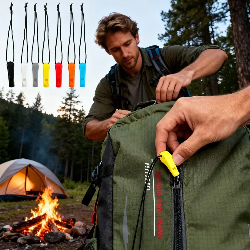 비상 호루라기 안전 장비 배낭 지퍼 풀러 생존 장비 야외 하이킹 액세서리 다채로운 소리 큰 폴리에스터