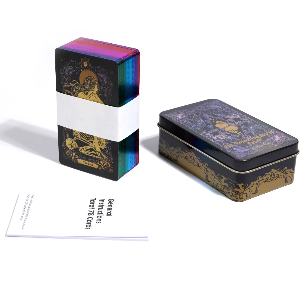 Wondering Spirit Tarot Cards Tin Metal Box English Version Gold-plated Edge Tarot Cards Divination Board Games Beautiful Package