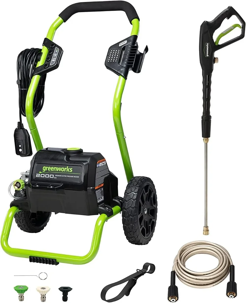 

2000 PSI (13 Amp) Electric Pressure Washer (Wheels for Transport / 20 FT Hose / 35 FT Power Cord) Great for Cars, Fences, Patios