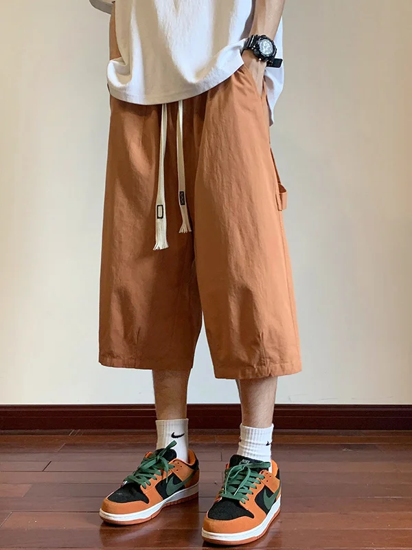 

Летние мужские повседневные свободные рабочие брюки-карго с широкими штанинами, прямого кроя, больших размеров, удобные, с широкими штанинами, длиной 7/8.