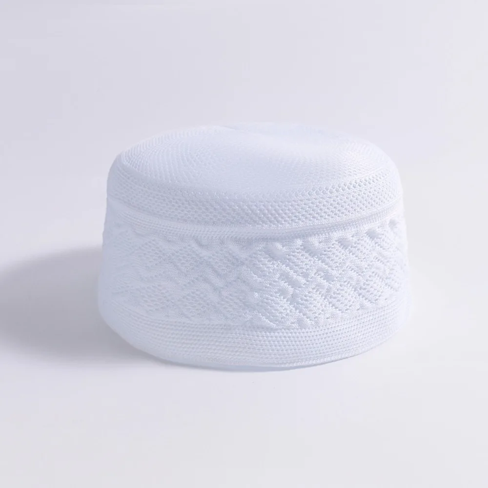 

New Crochet Knit Ethnic Hat Cotton Breathable Flat Top Thin Mesh Summer Hat Men