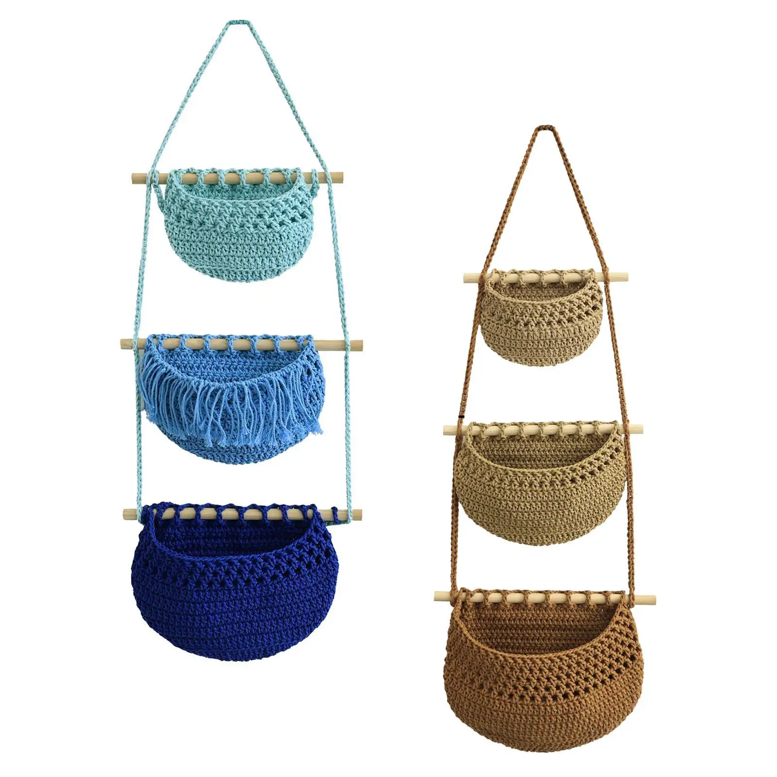 

Hanging Fruit Baskets Bohemian Decor Multifunctional Woven Wall Baskets for Organizing Potato Vegetables Garlic Restaurant