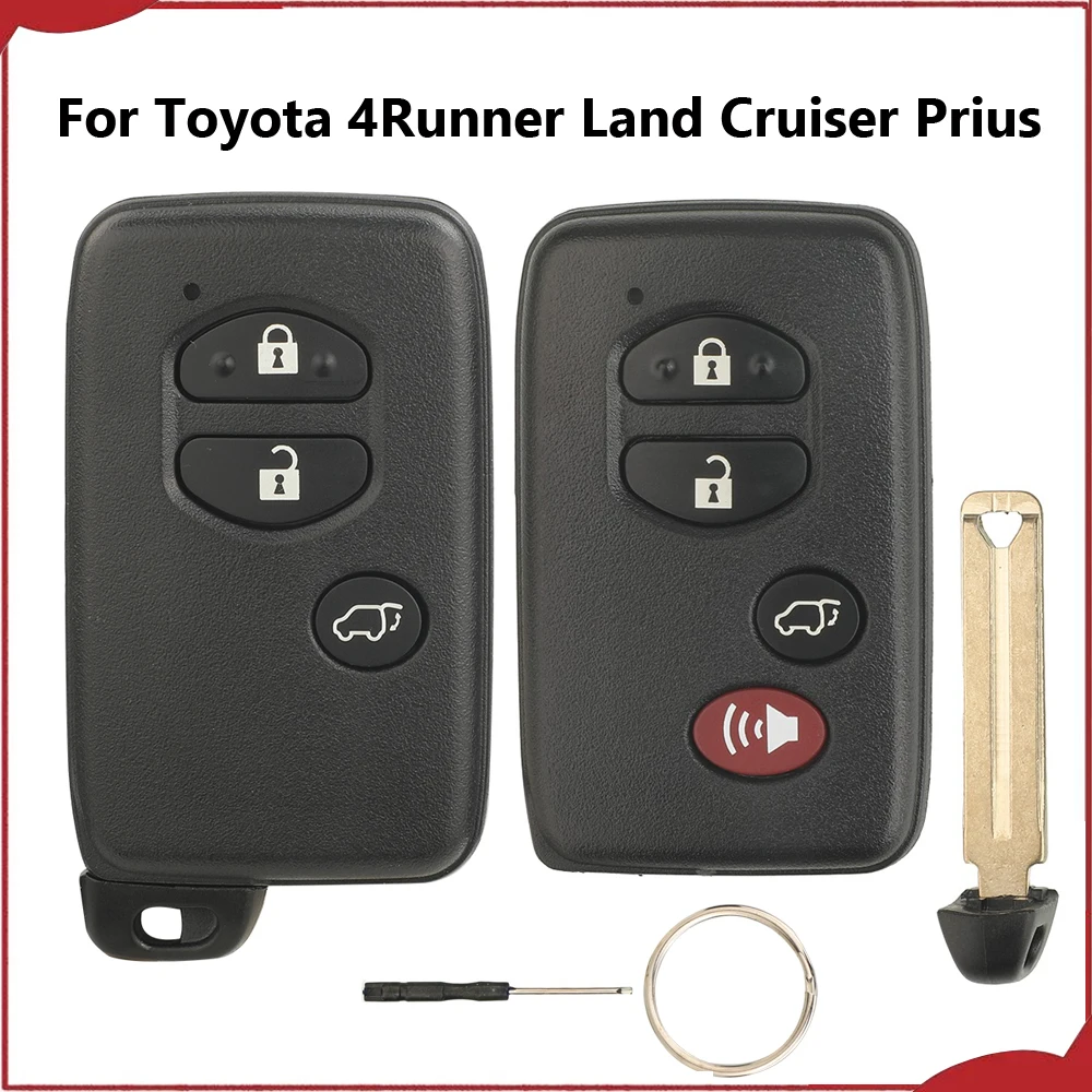 Jingyuqin New For Toyota 4Runner Land Cruiser Prius 2010-2013 3/4 Buttons SUV Smart Remote Car Key Shell Fob Uncut Blade
