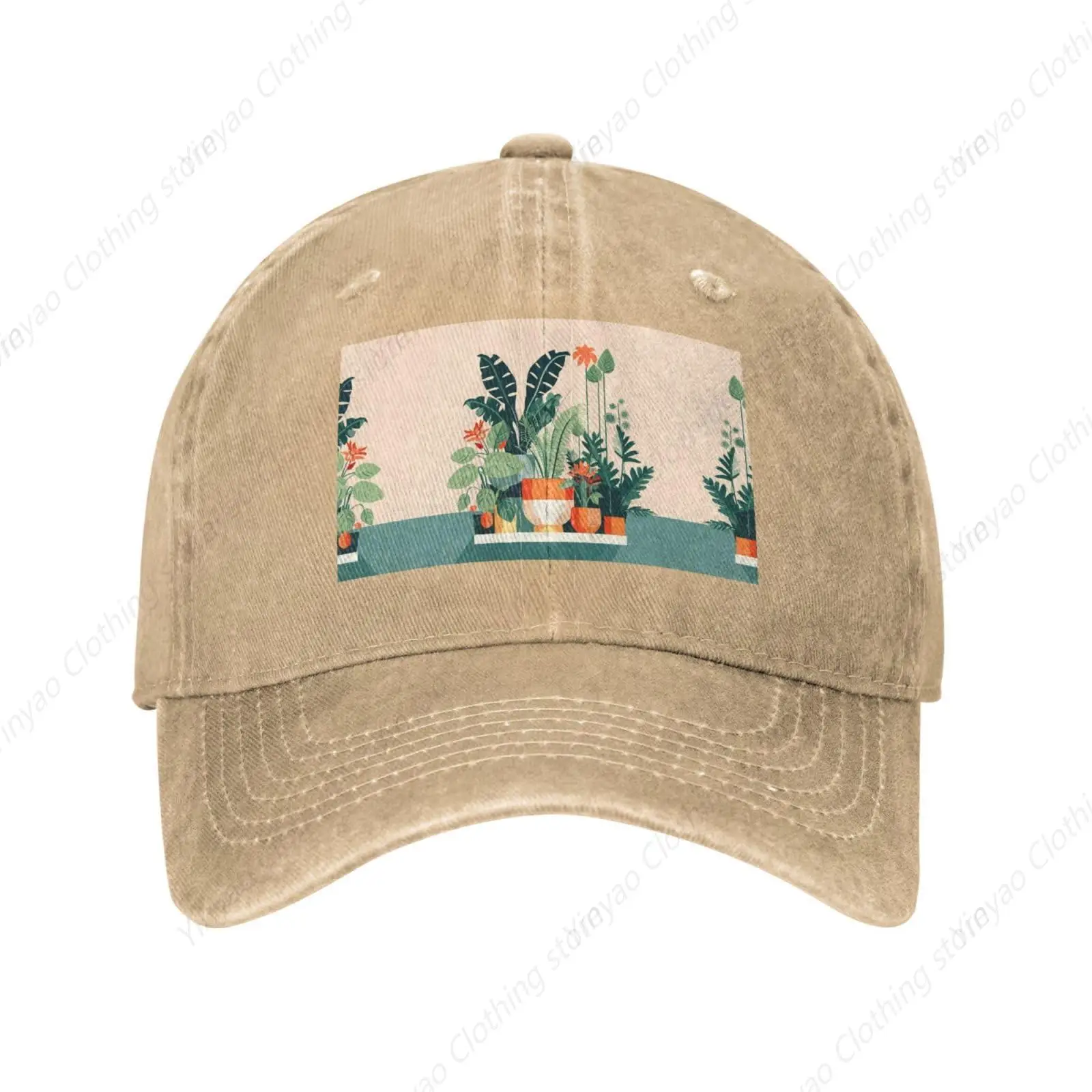 

Cartoon green plant truck cap washed men's baseball cap comfortable casual denim cap