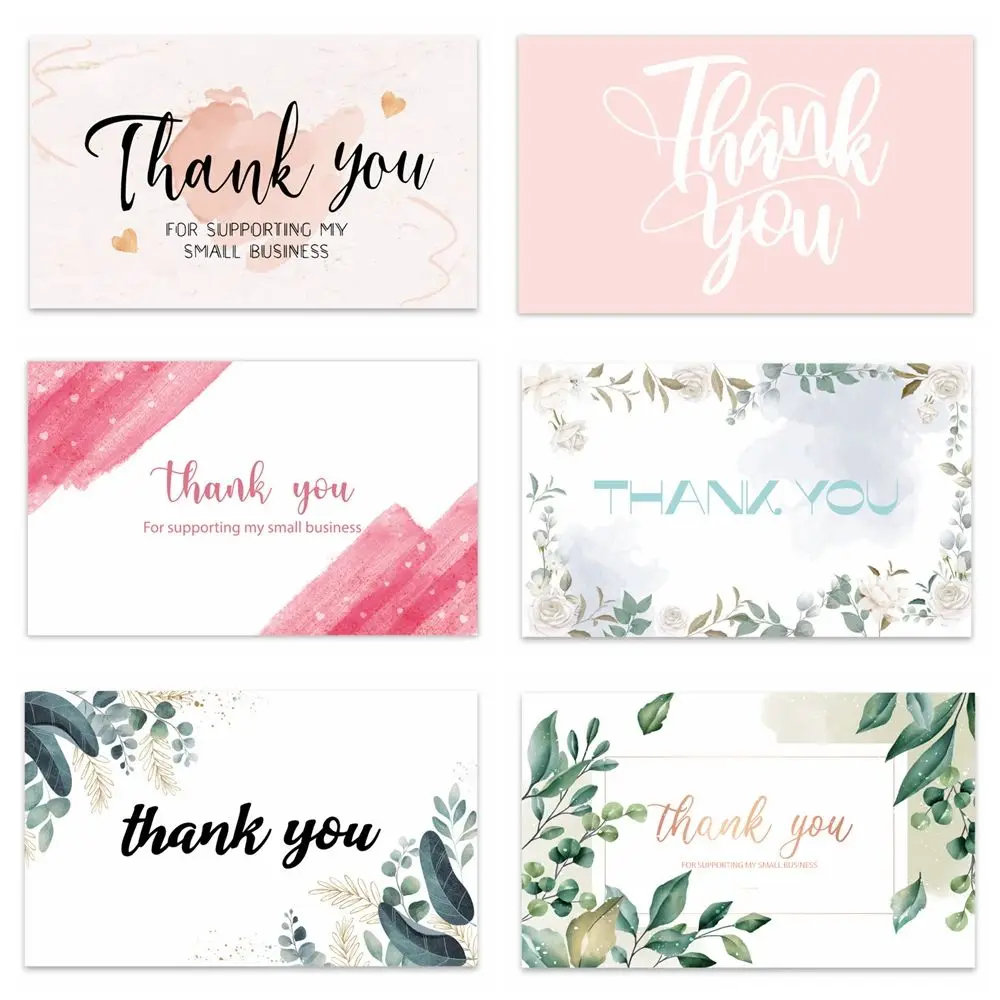 Package Insert Thanks Labels Thank You Cards Greeting Appreciation Cardstock Greenery Leaves For Supporting My Small Business