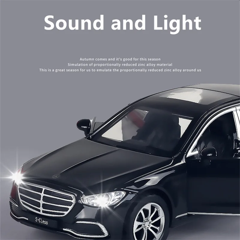 1:32 Maybachs S400 Alloy Metal Luxy Car Model Diecast Metal Toy Vehicle Car Model High Simulation Sound and Light Childrens Gift