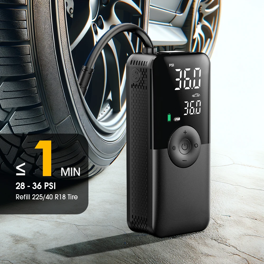 

Carsun беспроводной велосипедный воздушный насос с цифровым дисплеем может освещать и быстро бодрящее воздух и отображать давление в шинах портативный St