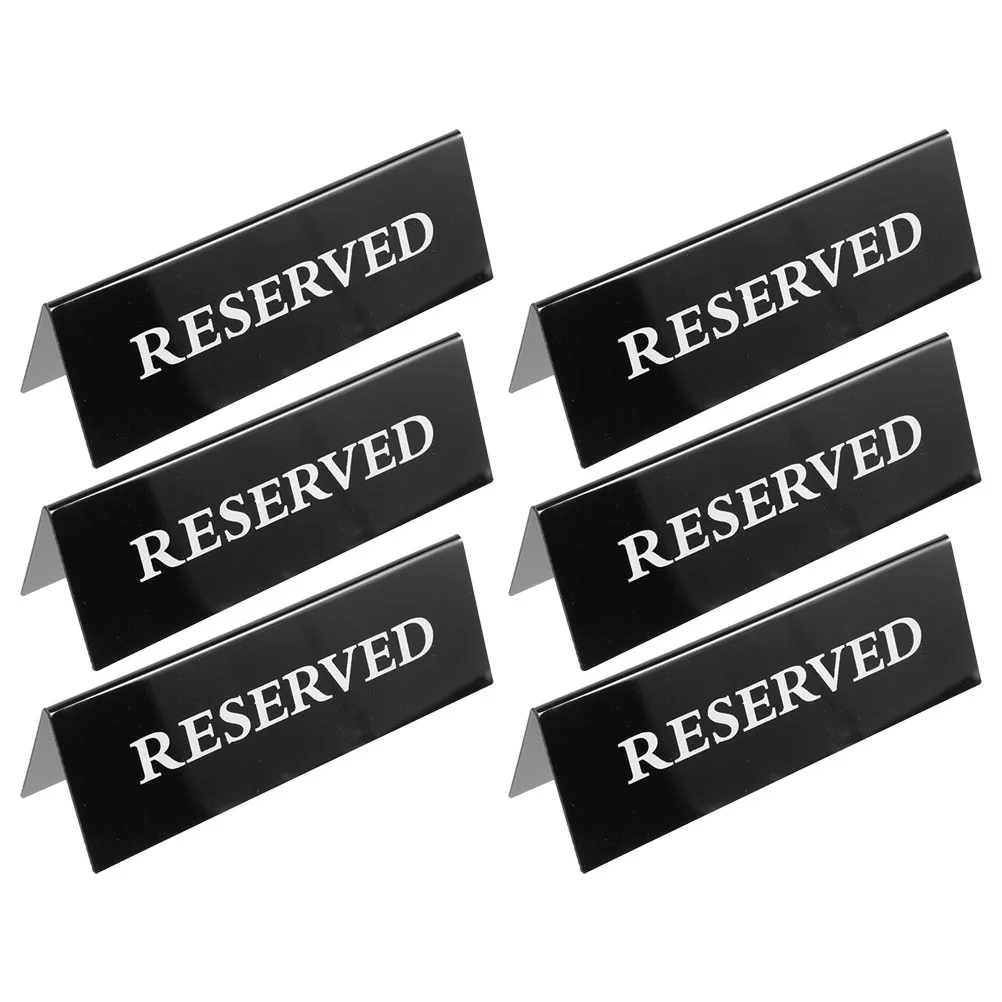 6 Pcs Acrylic Inverted Triangle Table Card Sign Reserved Signs for Wedding Chair Simple Black Banquet