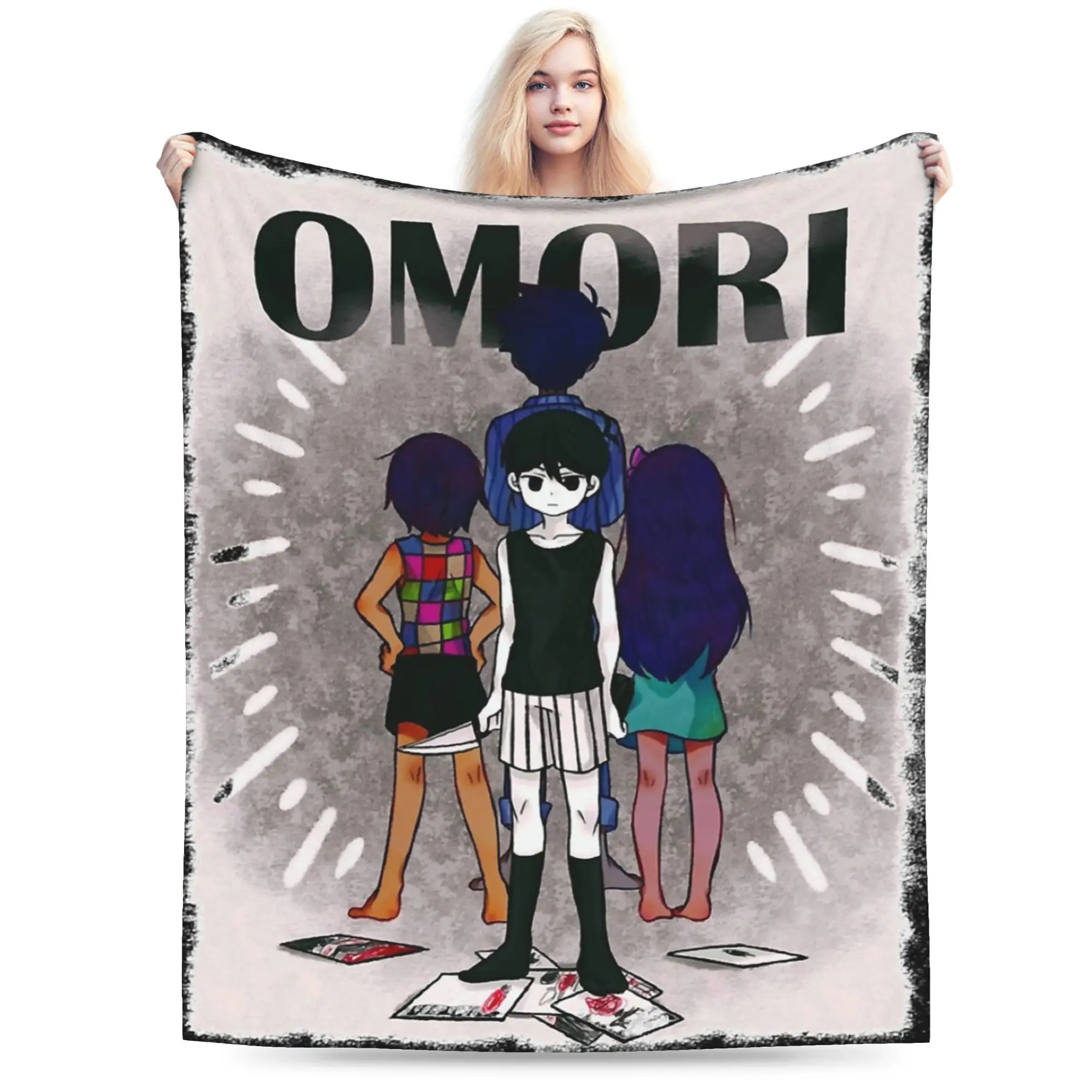 Omori Poster Blanket Velvet Summer  Multi-function Warm Throw Blanket for Bed Couch Rug Piece