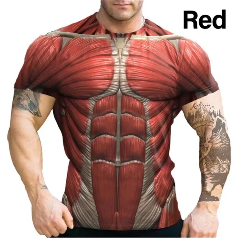 

Men's Fashion Funny Muscle Pattern Printing 3D T Shirts Casual Round Neck Short Sleeve T-shirt Hombre Ropa Streetwear Tees Tops
