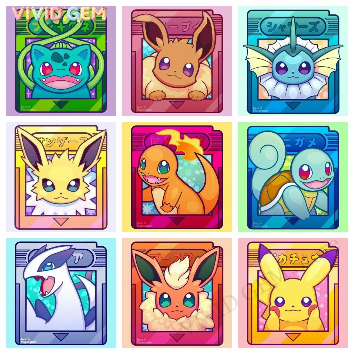 VIVID GEM Pokemon Diamond Painting Cute Cartoon Kawaii Embroidery Jewelry Mosaic Cross Stitch Creation Home Decor 5D DIY Art N