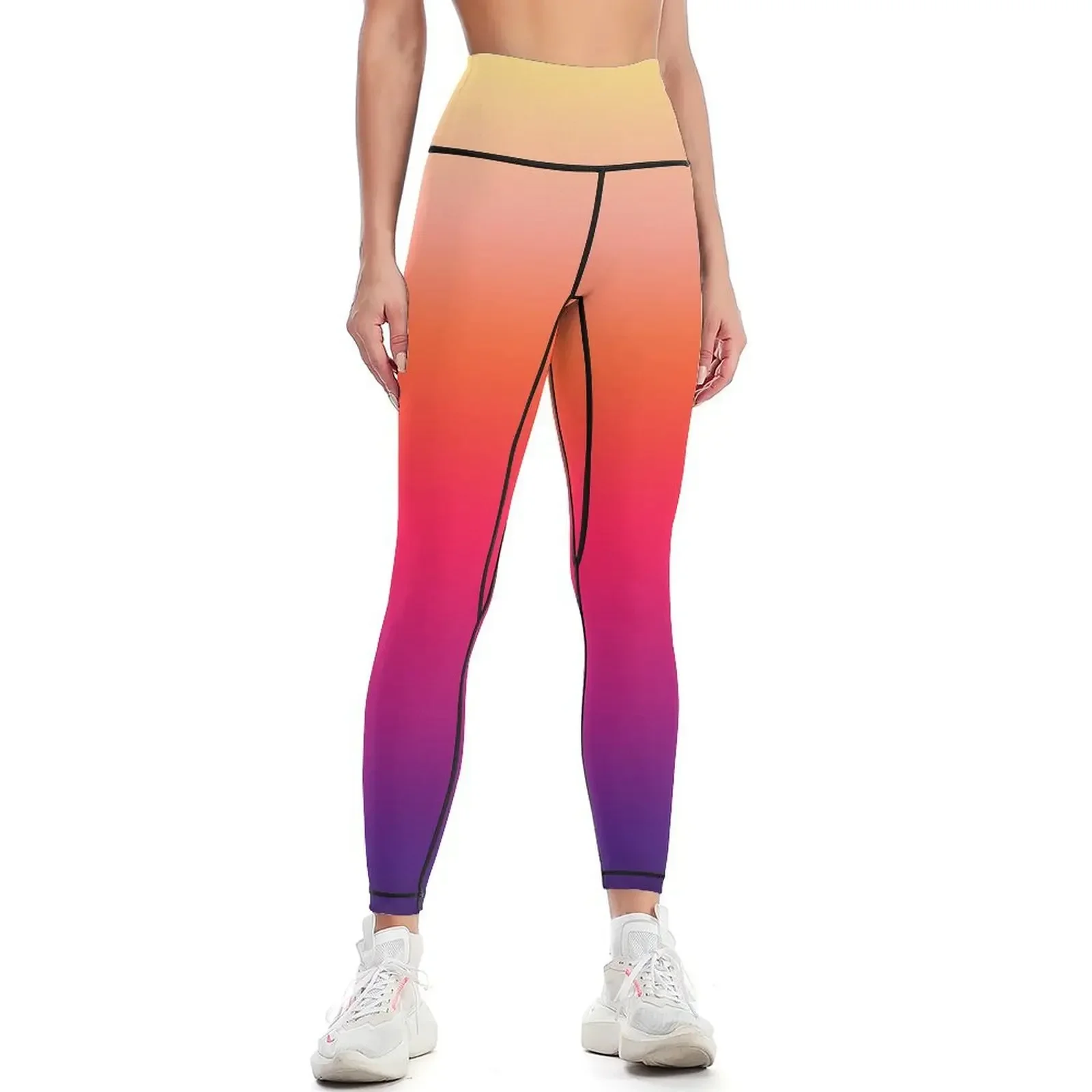 

Bold Sunset Gradient Leggings Women's gym Women's push up gym wear Sports female Womens Leggings