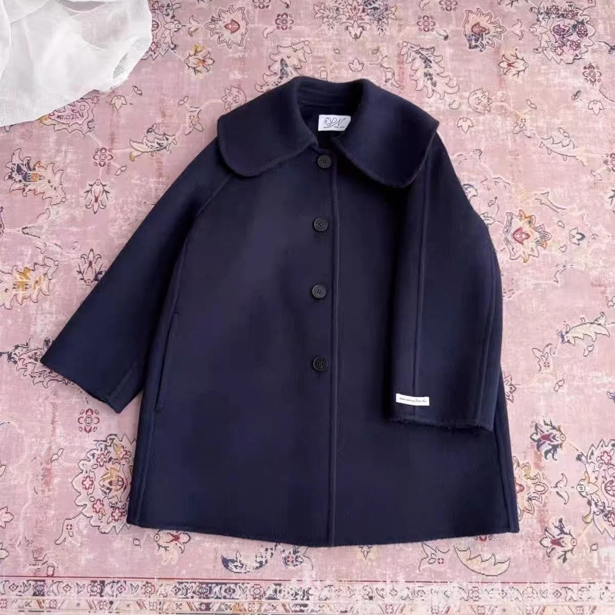Girls Wool Coat Autumn and Winter New Fashion Doll Collar Double Faced Overcoat Kids Versatile Mid-Length Jacket