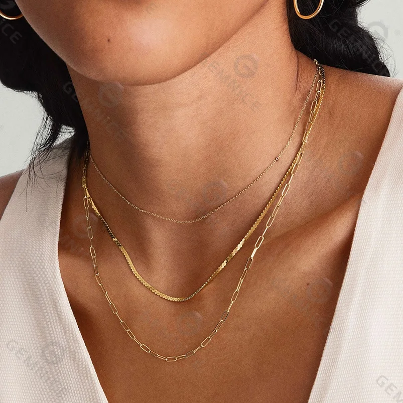 Kalung Rantai Ular Minimalis Custom Berlapis Emas 18k, Perhiasan Baru, Promo Panas