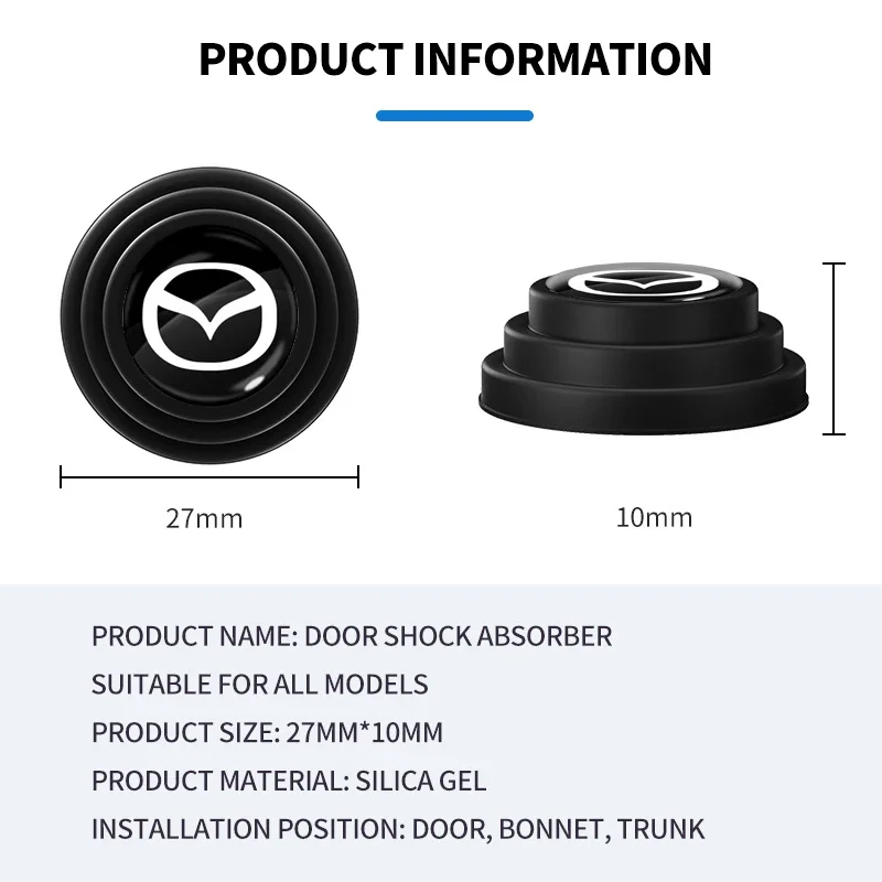 실리콘 자동차 문짝 충격 패드 스티커, 마쓰다 ATENZA Axela 2 3 5 6 323 626 RX8 CX6 CX-5 CX4 MX3 MX5 M5 M6 MS 액세서리, 4 개