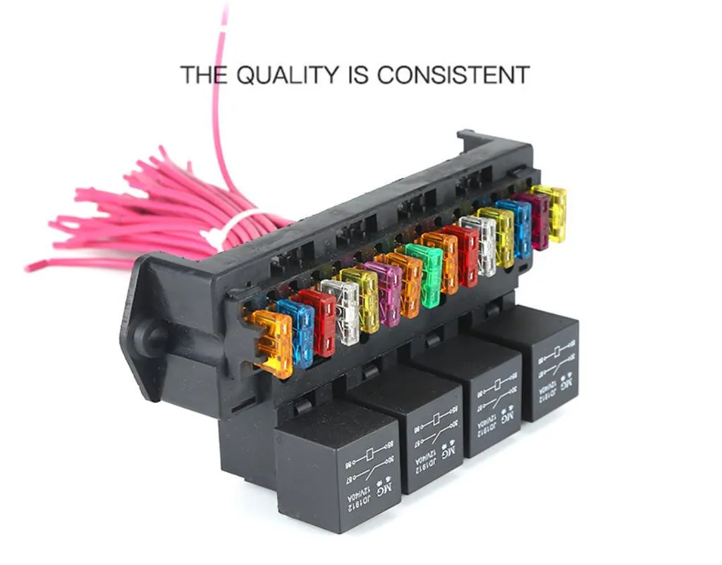 

15 Way Car Fuse Box Circuit Car Auto Blade Fuse Box Block Holder with 15cm wire and relay Blade Fuse