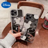 Disney Mickey Mirror Phone Case for Iphone 13 12 11 Pro Max Anime Acrylic 13pro Couples Anti-drop Phone Cover Cute Shell Coque