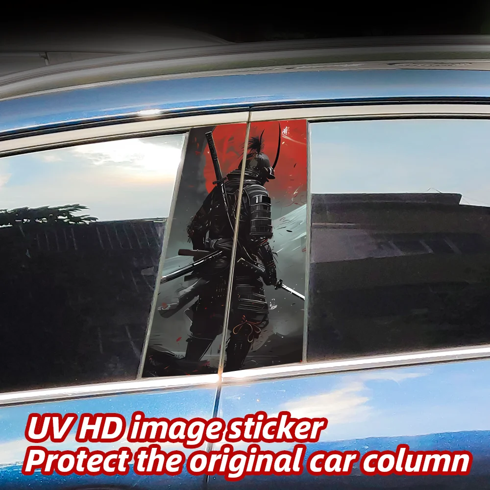 サムライ-車のビニールステッカー、車のセンターピラー用の装飾アクセサリー、防水、車用