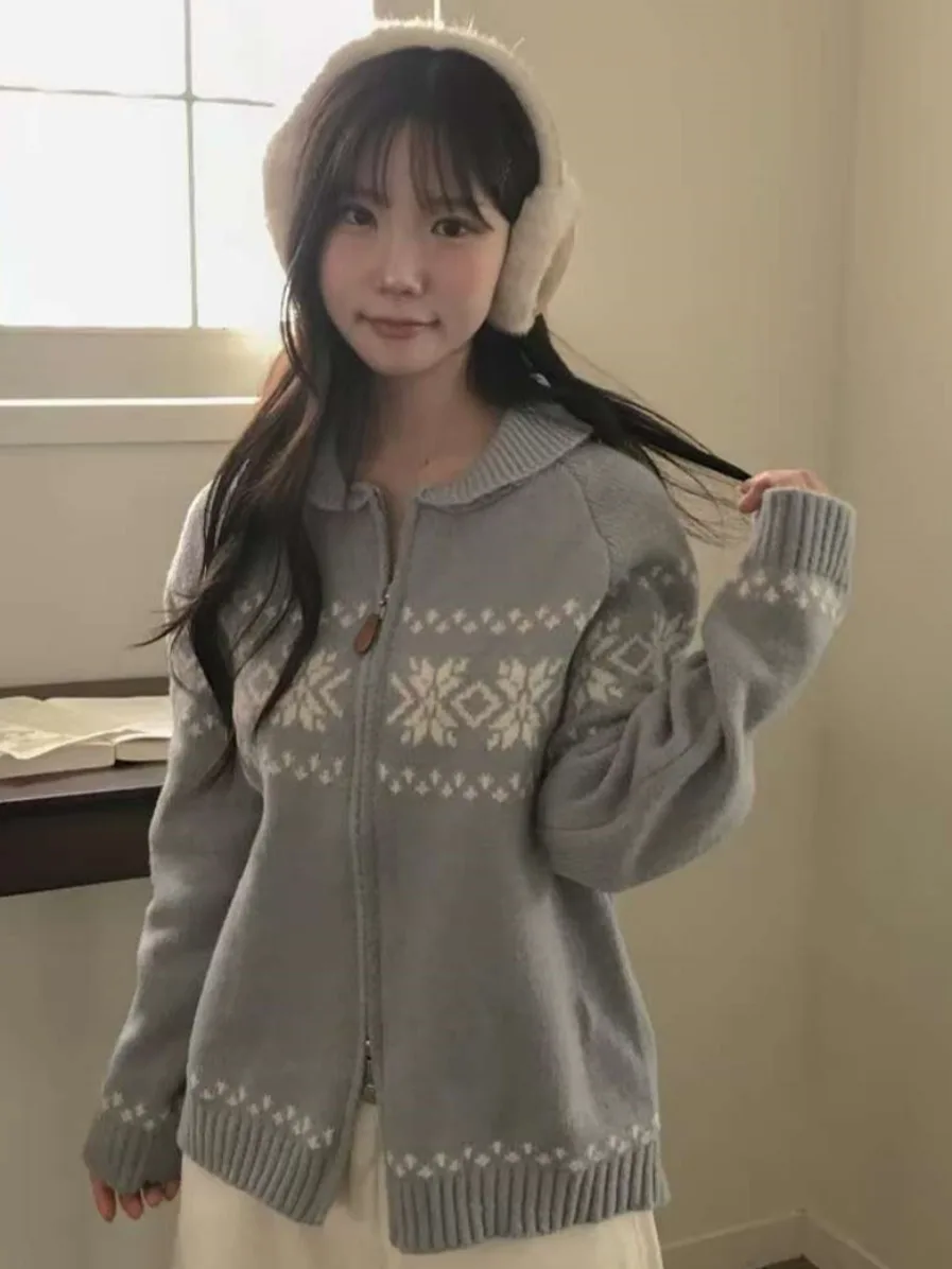 

Шикарный осенне-зимний свободный крой Long Sve, женская трикотажная верхняя одежда, винтажный цветной дизайн, повседневный универсальный кардиган