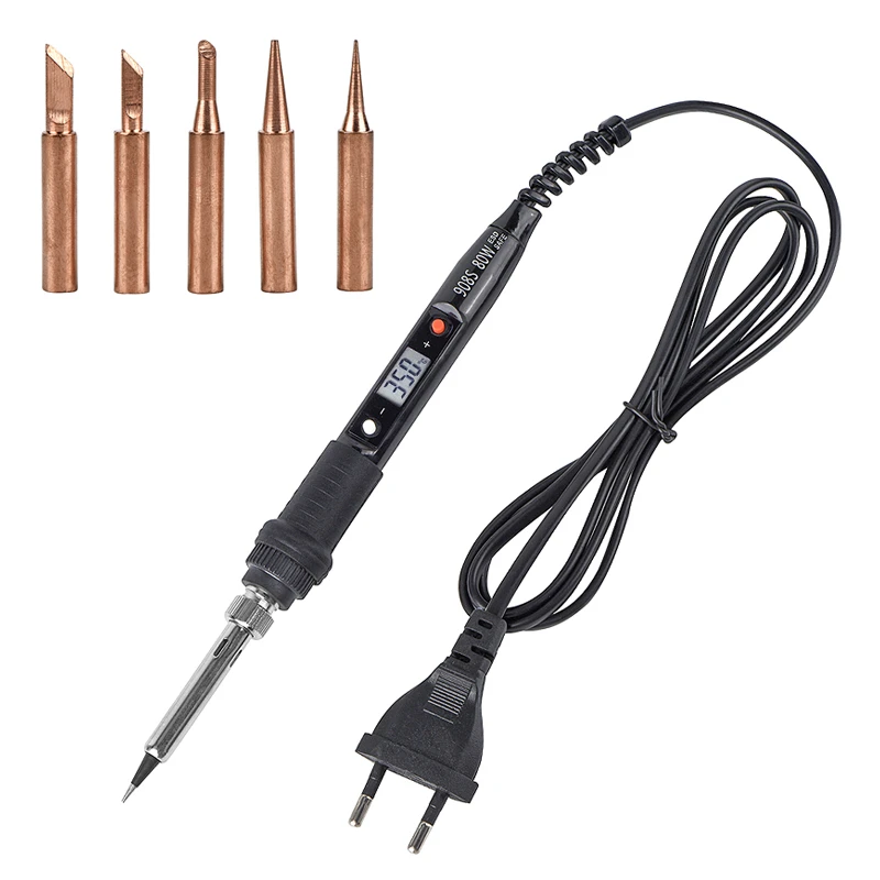 

220V/110V 80W Electric Soldering Iron With Tips Kit LCD Adjustable Temperature Digital Display Solder Iron Welding Repair Tool