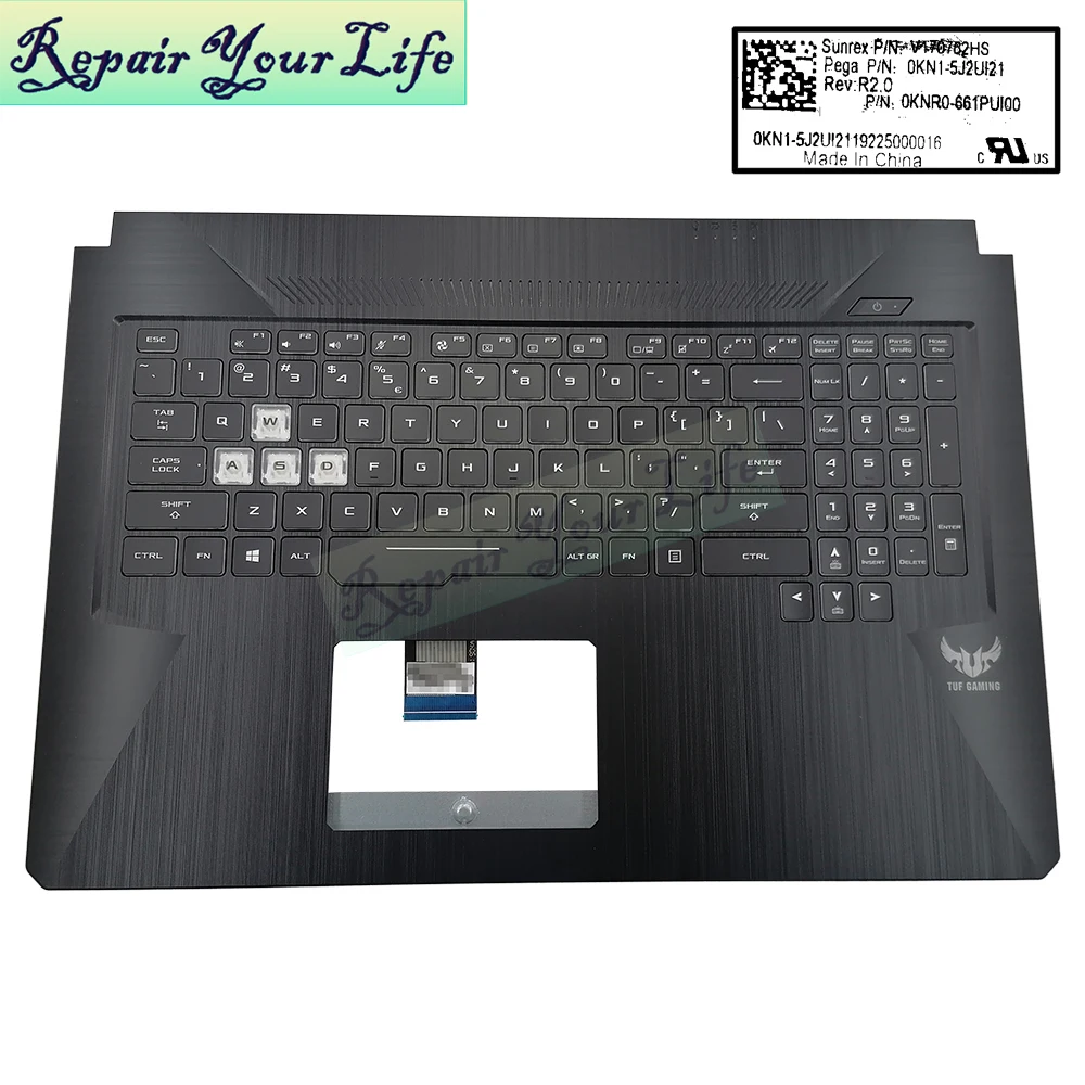 FX705 Palmrest US Backlit Keyboard for Asus TUF Gaming FX705GE FX705DY FX705DD Upper Case C Shell 90NR00Z1-R32UI0 13NR00Z1AP0211