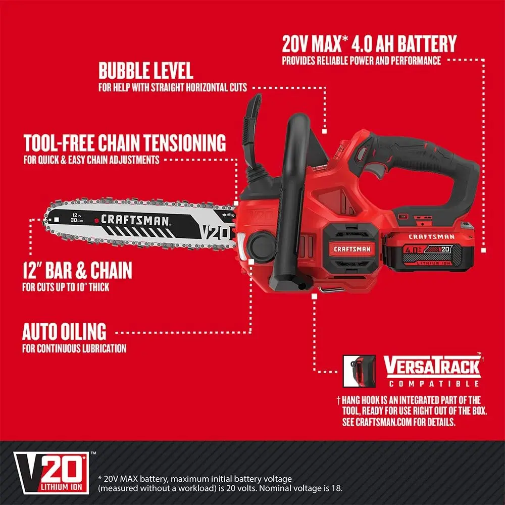 V20* Cordless Chainsaw, 12-Inch (CMCCS620M1)